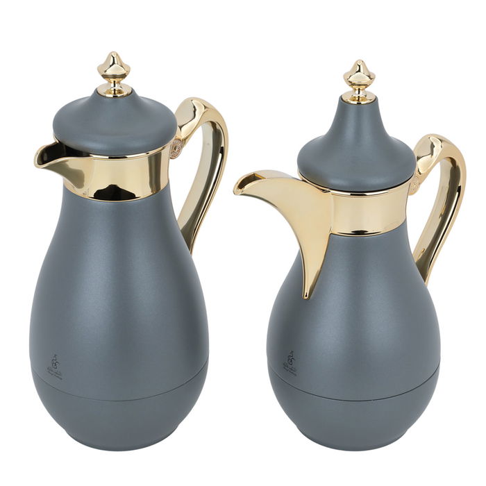 Doha dark gray and gold thermos set of two pieces image 2