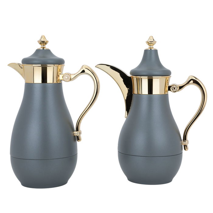 Doha dark gray and gold thermos set of two pieces image 1