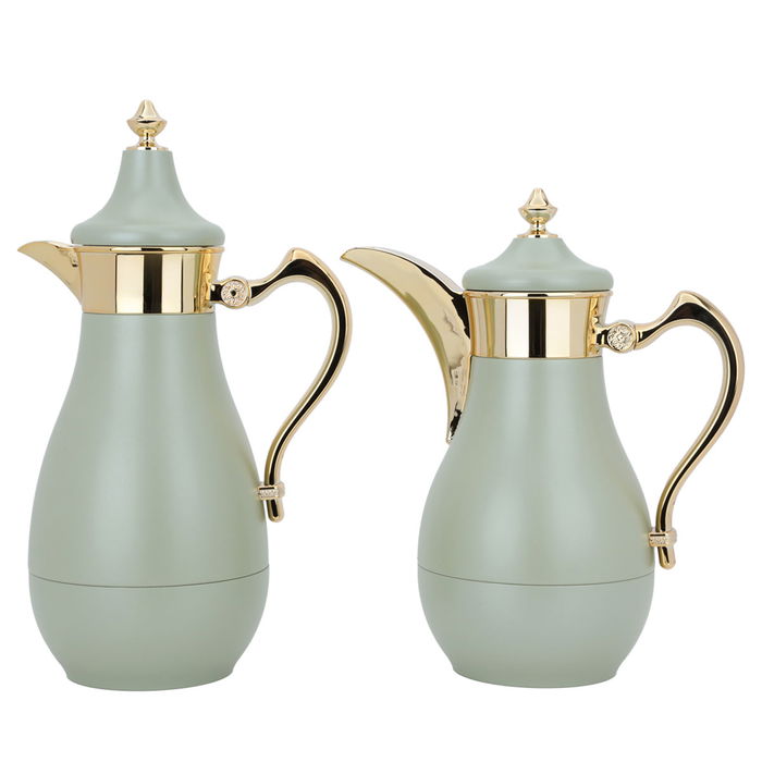 Doha light green and gold thermos set of two pieces image 1