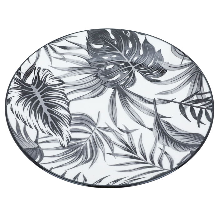 Black leaf pattern circular dining set, 24 pieces image 2