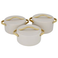 A set of light beige and gold Kinda containers, 3 pieces (1.5+2+2.5) litres product image