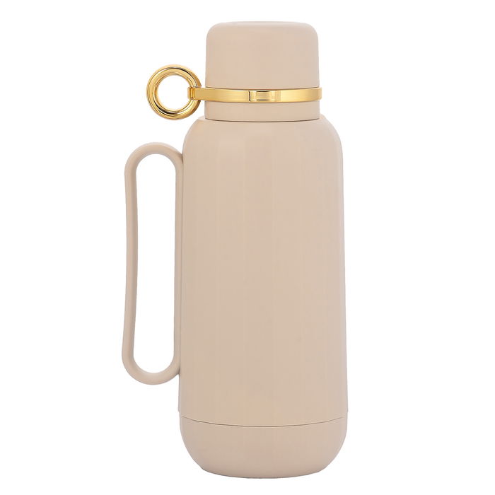 Rahal Light Beige Golden Thermos 1 Liter image 1