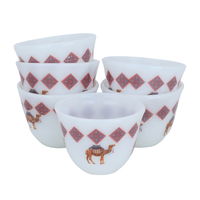 Large white arcopal Arabic coffee cup set with camel pattern, 12 pieces product image