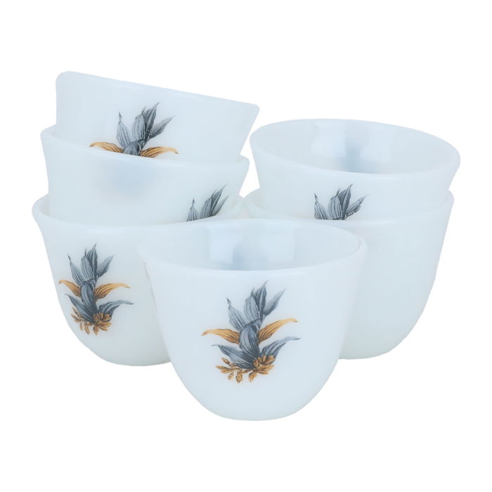 Large white wooded Arabic coffee cup set, 12 pieces image 1