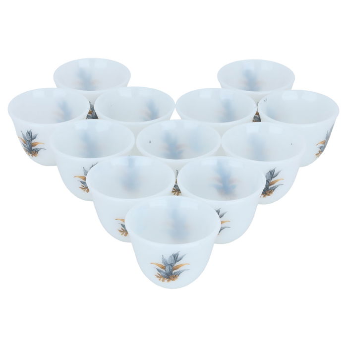 Large white wooded Arabic coffee cup set, 12 pieces image 2