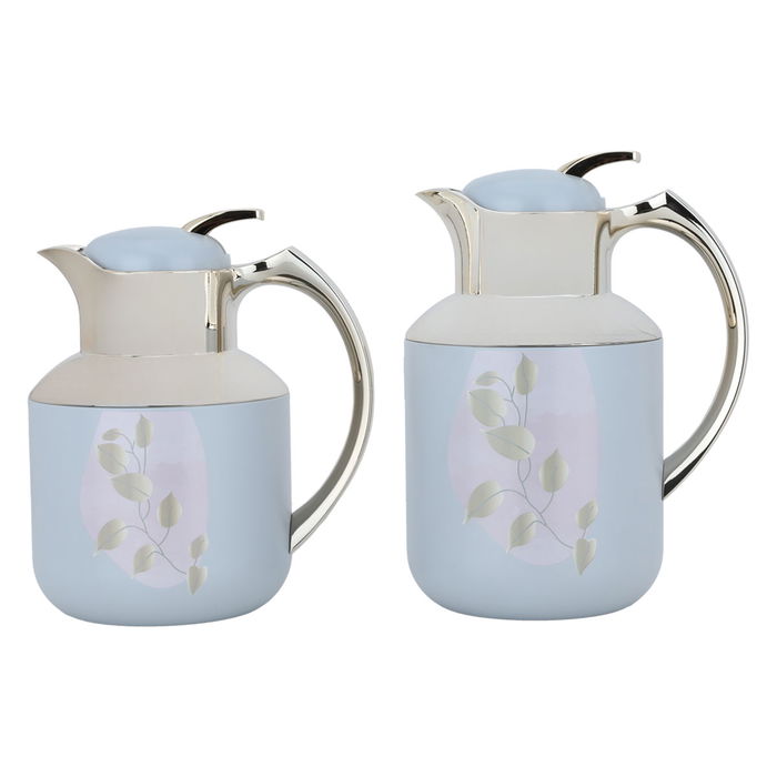 Florya Pro thermos set, light gray, floral pattern, and gold, 2 pieces image 1