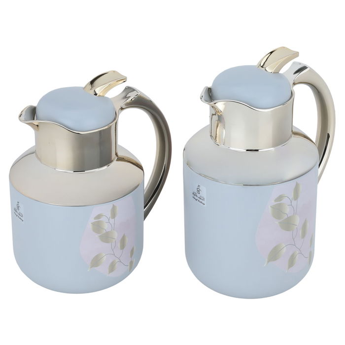 Florya Pro thermos set, light gray, floral pattern, and gold, 2 pieces image 2