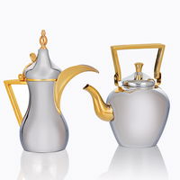 طقم دلة سليمان كروم يد ذهبي قطعتين product image