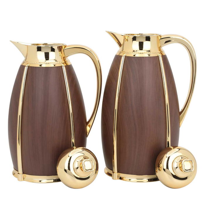 Aragon dark wooden thermos set with push button, two pieces image 2