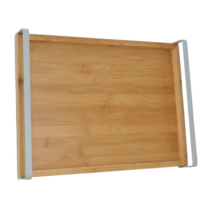 Rectangle presentation raft wood with large steel hand image 1