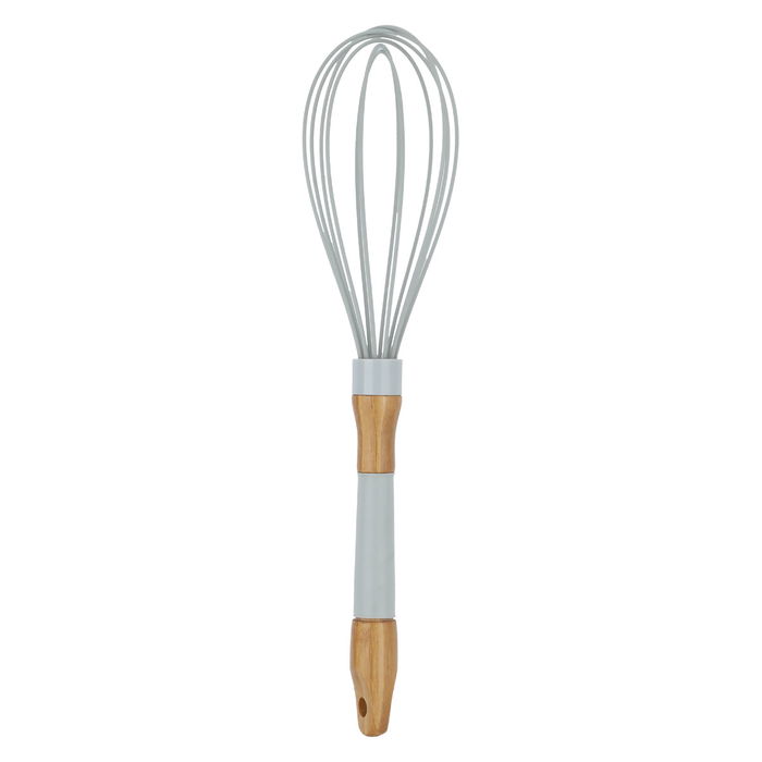 Silicone egg mixer with grey wood hand 10 inch image 1