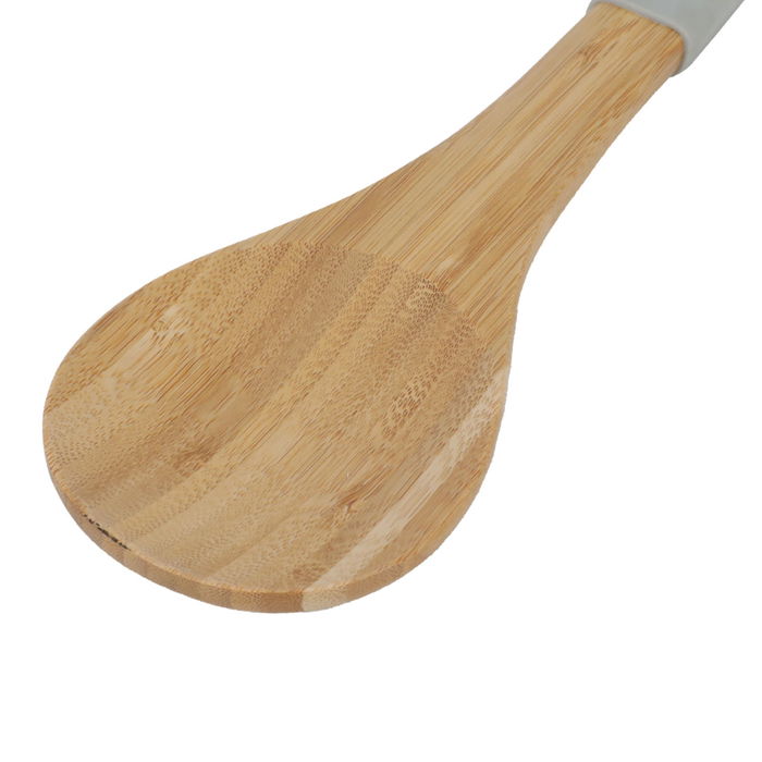 Wood ladle with grey silicone handle image 3