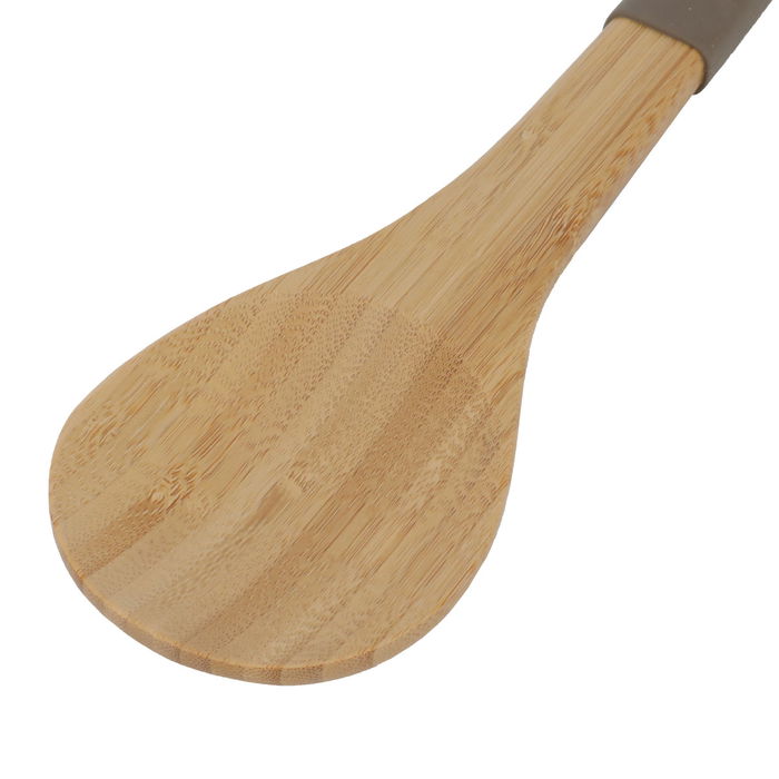 Wood ladle with brown silicone handle image 3