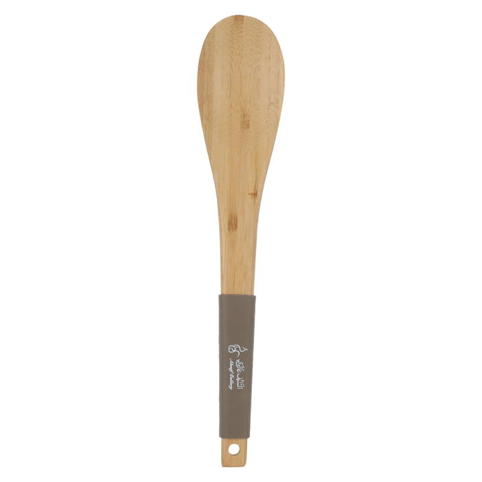 Wooden serving spoon with brown silicone hand image 1