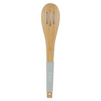 Openwork wood service spoon with grey silicone hand product image