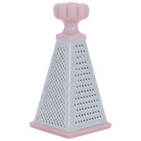 Steel Grater 4 Faces Pyramid Shape Small Pink Plastic Hand product image