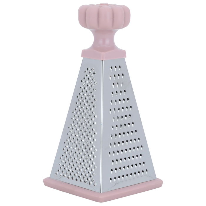 Steel Grater 4 Faces Pyramid Shape Small Pink Plastic Hand image 1