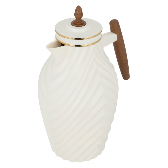 Noura thermos, beige with wooden handle, 1 liter image 2