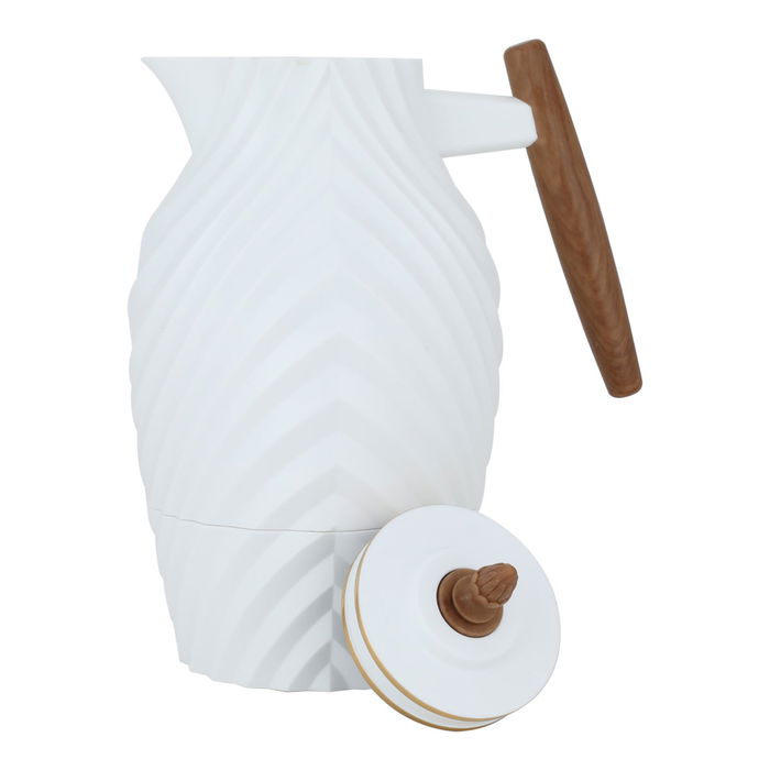 Noura thermos, white with wooden handle, 1 liter image 3