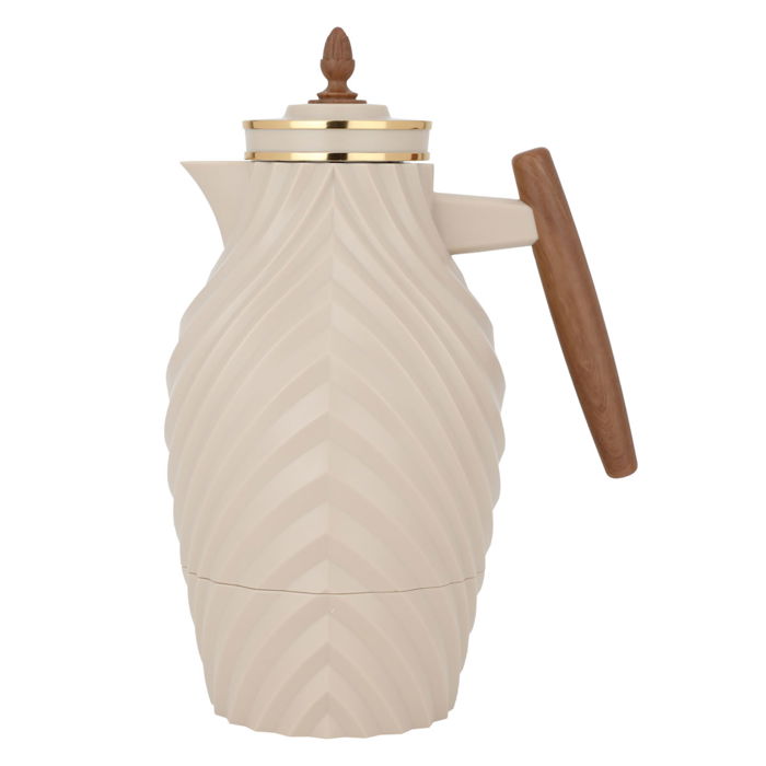 Noura thermos, light brown with wooden handle, 1 liter image 1