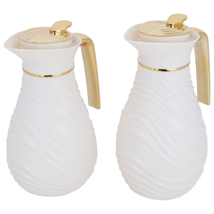 Light Cream Thermos Set With Golden Hand Pressure 2 H image 2