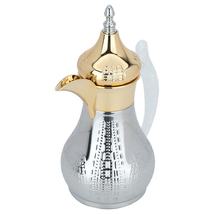 Haila thermos, silver, embossed, golden mouth, crystal handle, 0.7 litres image 2