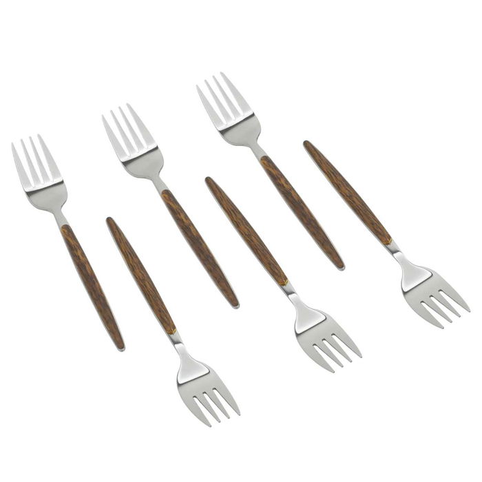 Silver Steel Eating Spoons Set with Wooden Hand 30 Pieces image 4