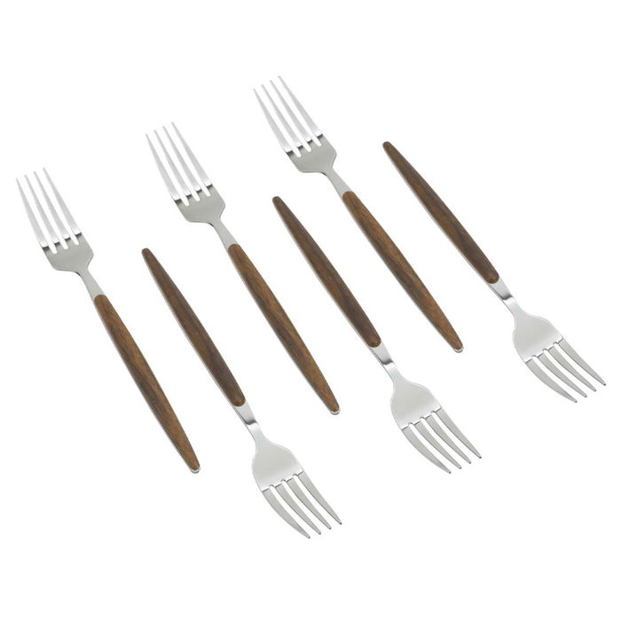 Silver Steel Eating Spoons Set with Wooden Hand 30 Pieces image 5