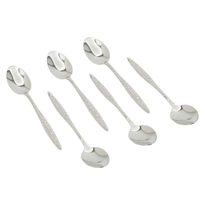 Embossed silver steel spoons set 30 pieces image 2