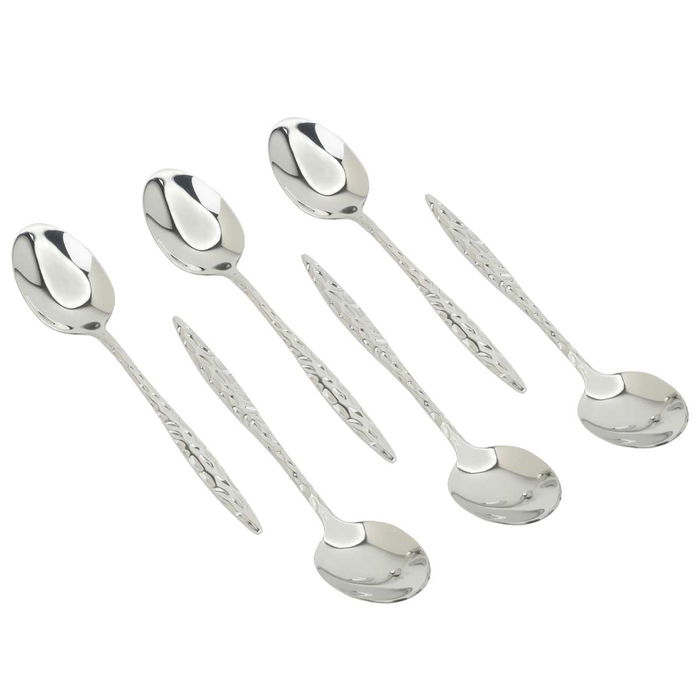 Embossed silver steel spoons set 30 pieces image 3