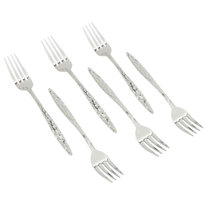 Embossed silver steel spoons set 30 pieces image 5