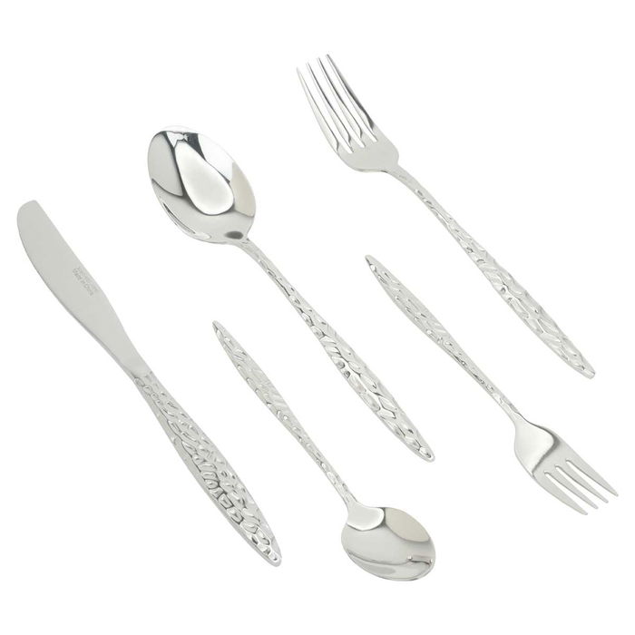 Embossed silver steel spoons set 30 pieces image 1