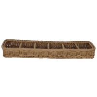 A rectangular brown wicker basket divided into 6 compartments product image