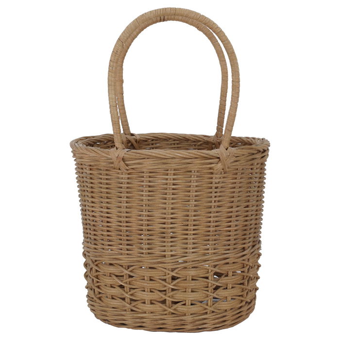 Brown wicker basket with handle image 1