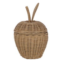 Round brown wicker basket with lid product image