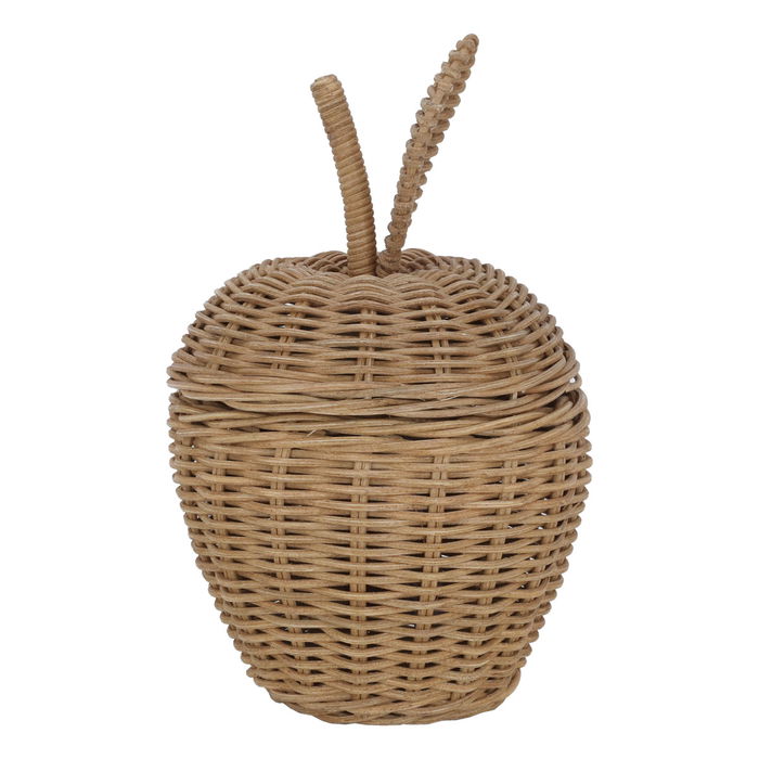 Round brown wicker basket with lid image 1