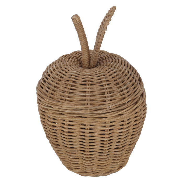 Round brown wicker basket with lid image 2