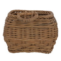 Rectangular brown wicker basket with handle product image