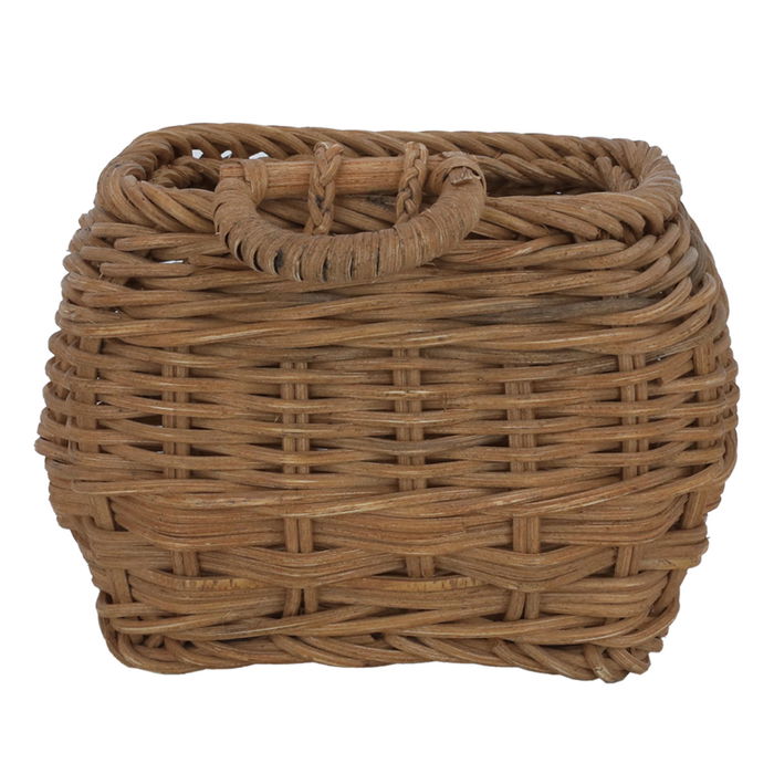 Rectangular brown wicker basket with handle image 1