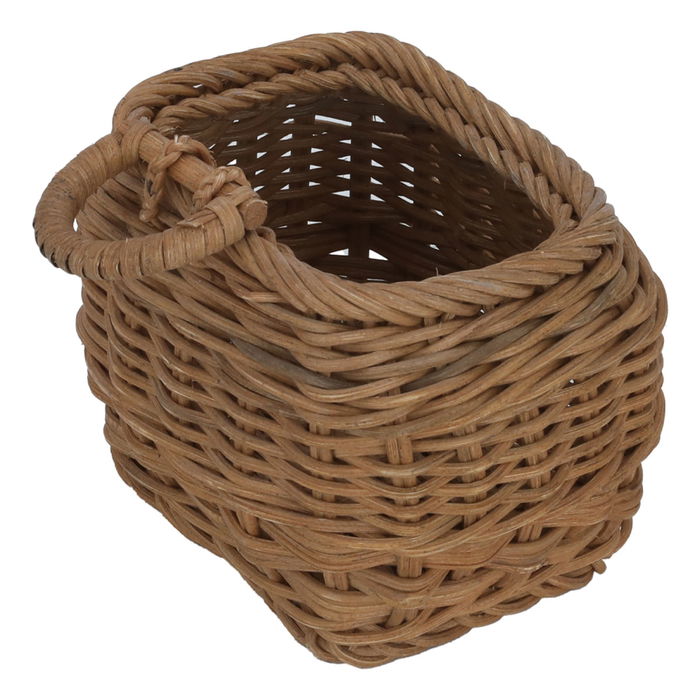 Rectangular brown wicker basket with handle image 2