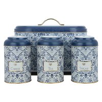 Box set with blue pattern bread container 4 pcs product image