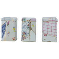 Square box set with flower pattern lid 3 pieces product image