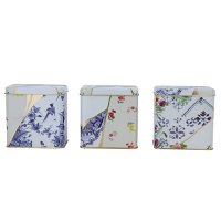 Square box set with flower pattern lid 3 pieces product image
