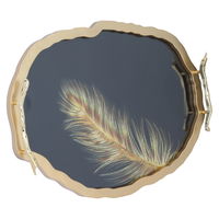 Tray oval gold feather pattern product image