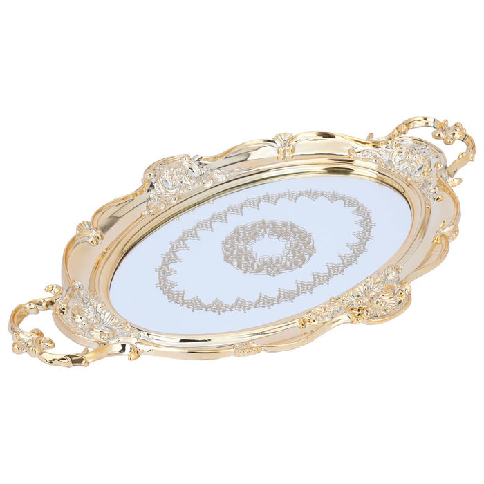 Tray oval patterned glass gold 52 cm image 2