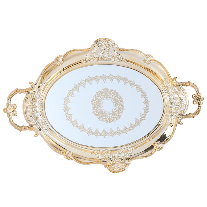 Tray oval patterned glass gold 52 cm image 1