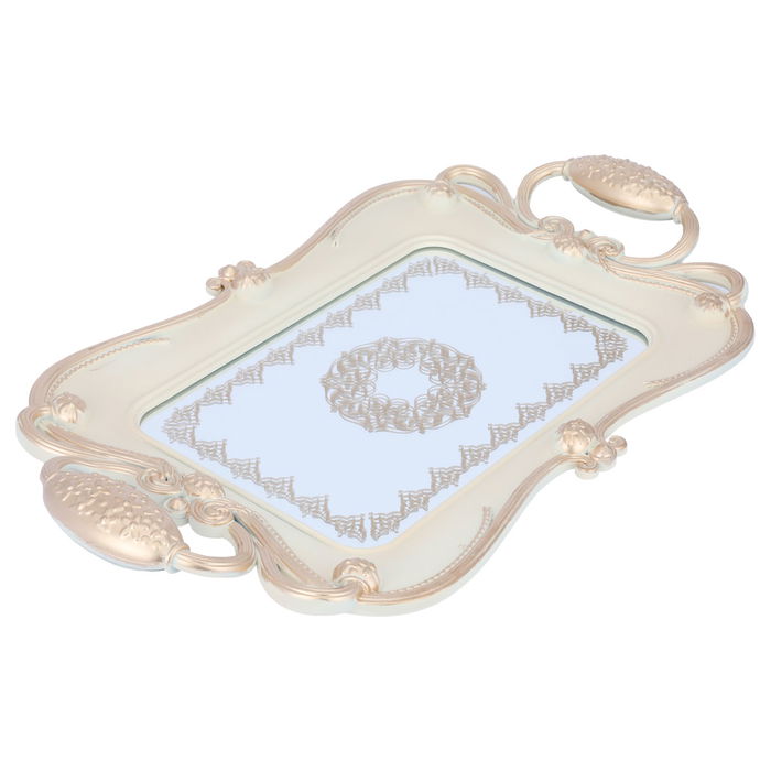 Tray beige glass engraved with gold, 48 cm image 2