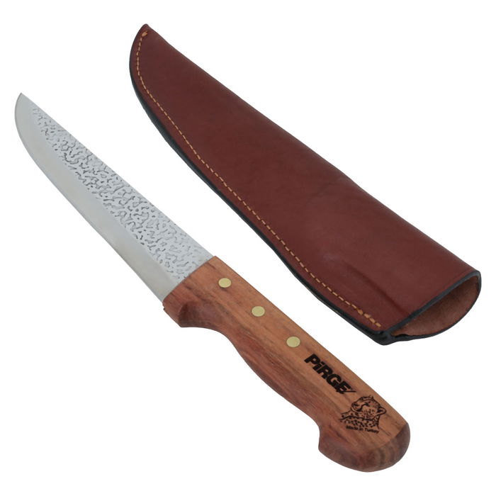 Butcher knife hammered wooden hand with brown pouch No. 3/19 cm image 3