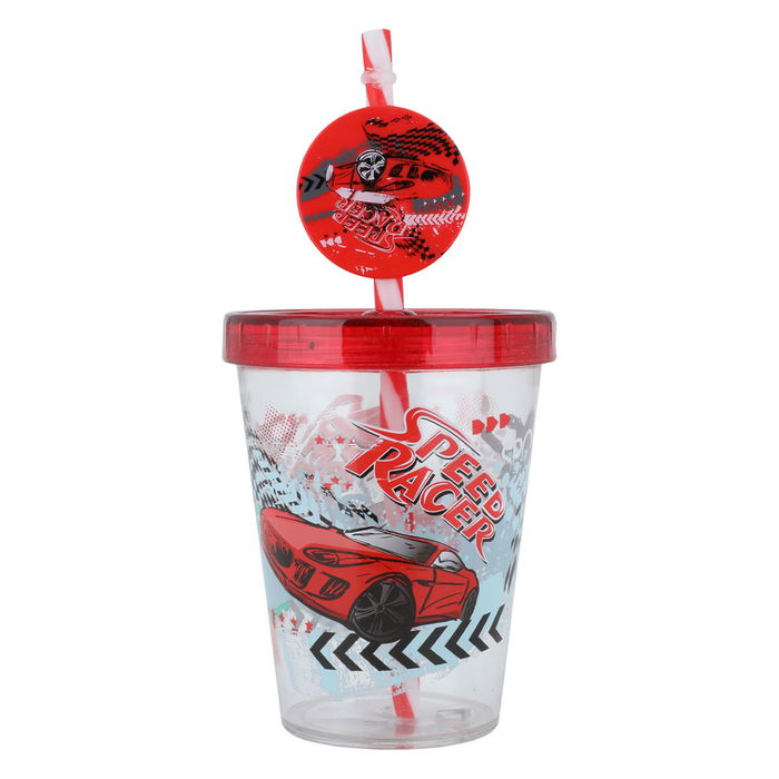 Racing car mug with red lid, 450 ml image 1