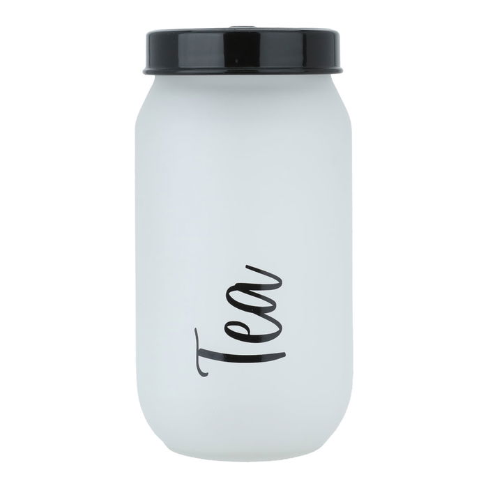 Snow-colored glass can black lid 1 liter image 1